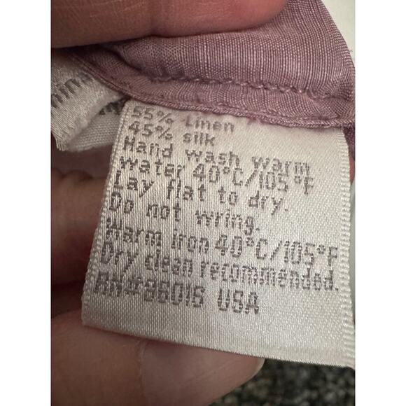 Vintage Sleeveless Silk Linen Button Up Ruffle Blouse Y2K XL Coquette Fairy Pink - Picture 5 of 8